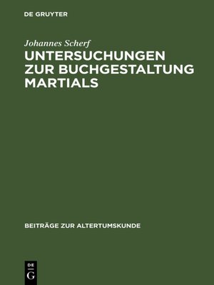 cover image of Untersuchungen zur Buchgestaltung Martials